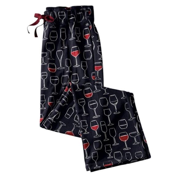 NWT Soft Surroundings Wine Glass Print Sleep Pants Size PL petite large - Picture 2 of 5